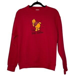Vintage‎ 90s Disney Store Winnie the Pooh Bear Bottom Sweatshirt Red USA Made S
